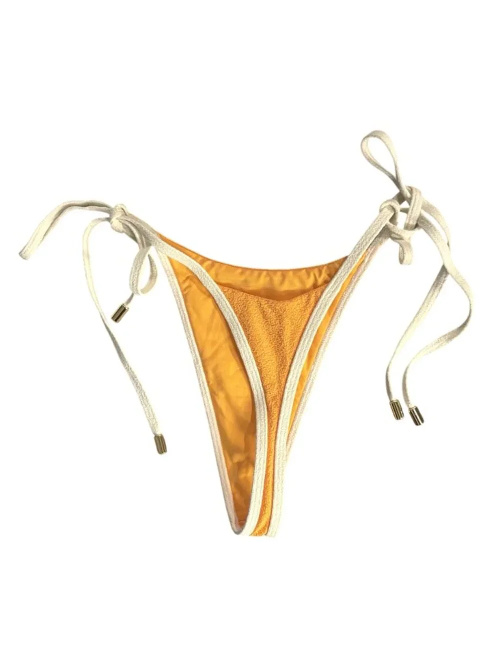 MONDAY Swimwear Palma Bikini Thong in Clementine Ivory Boucle